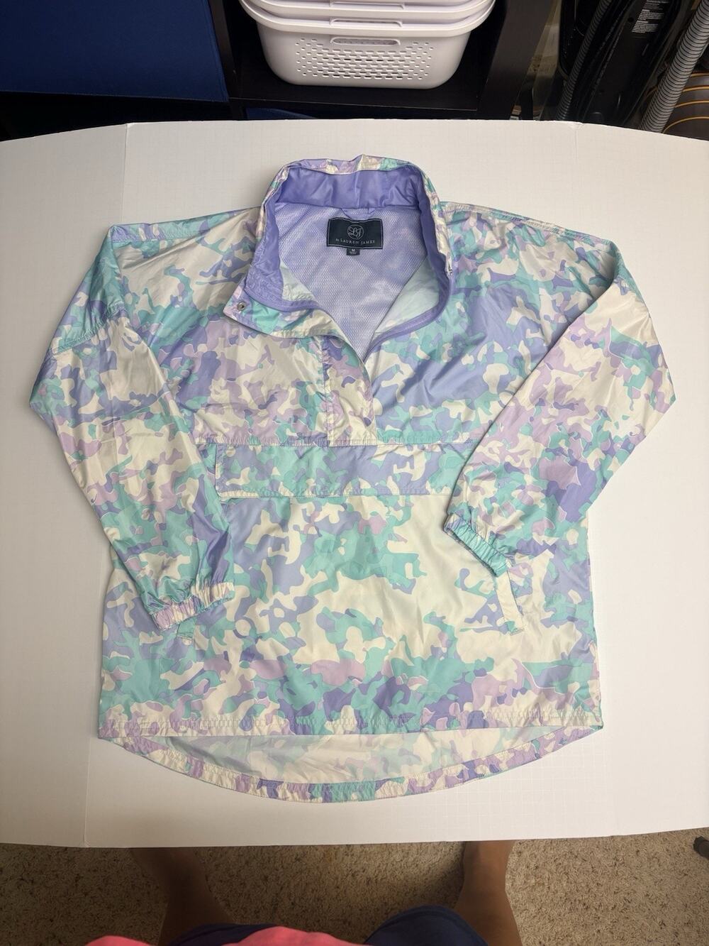 Lauren James Anorak Pullover vent Pastel Camo Windbreaker quarterzip med no hood